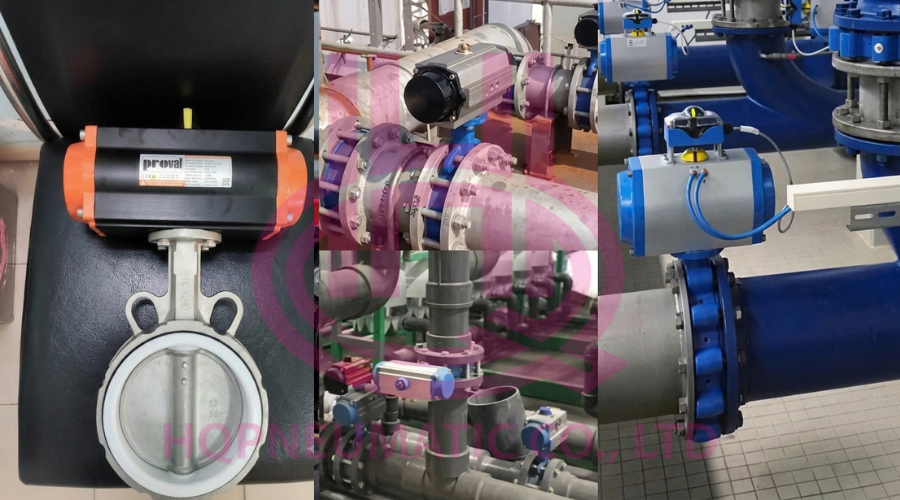 van bướm điều khiển khí nén lắp đặt thực tế tại nhà máy xử lý nước