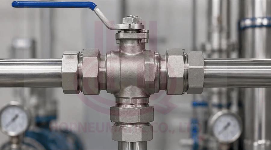 Lắp đặt thực tế van bi inox 3 ngả kiểu chữ T