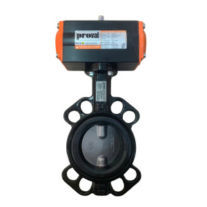 Bộ Van Bướm Điều Khiển Khí Nén Thân Gang Đĩa SS316 DN80 V101+A210 PA063DA Proval